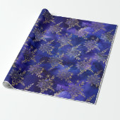 Aquarell-Lila-Muster mit goldenem Blumenmuster Geschenkpapier (Ungerollt)