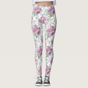 Aquarell-Lila-Pfingstrose Leggings