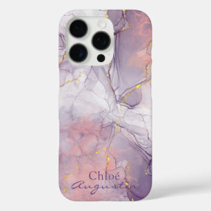 Aquarell Lila Rosa Alkohol Tinte Gold Glitzer C iPhone 16 Pro Hülle