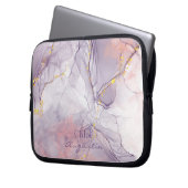 Aquarell Lila Rosa Alkohol Tinte Gold Glitzer C Laptopschutzhülle (Vorderseite Links)