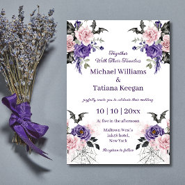 Aquarell lila rosa Blütenhälfte zwischen Hochzeit Einladung