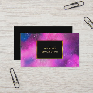Aquarell lila rosa Spritzer Splint Goldrahmen Visitenkarte