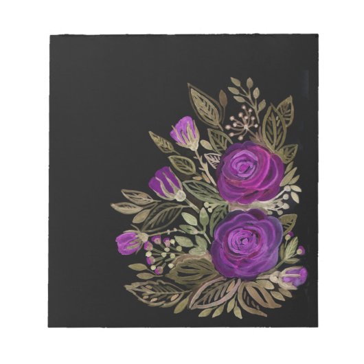 Aquarell Lila Rosen Notizblock (Vorderseite)