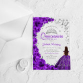 Aquarell Lila Rosen Silber Quinceanera Acryleinladungen