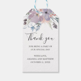 Aquarell lila rustikale Blumenhochzeit vielen Dank Geschenkanhänger