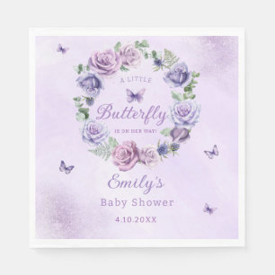 Aquarell lila Schmetterling Babydusche Serviette