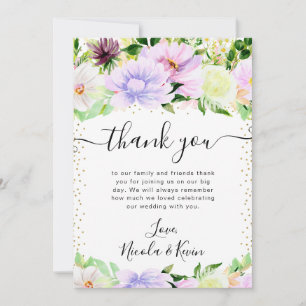 Aquarell Lila Sommerblumen Hochzeit Dankeskarte
