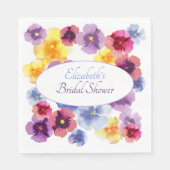 Aquarell-Lila Stiefmütterchen Elegante Babyparty B Serviette (Vorderseite)