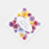 Aquarell-Lila Stiefmütterchen Elegante Babyparty B Serviette (Ecke)