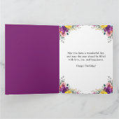 Aquarell Lila und Gelbe Blumen Geburtstag Karte (Innenseite)