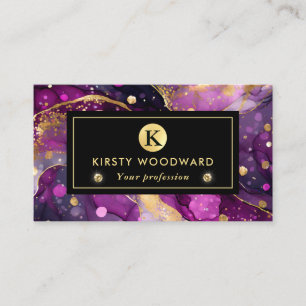 Aquarell Lila und Gold Glitzer Alkoholtinte Visitenkarte