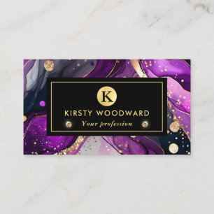 Aquarell Lila und Gold Glitzer Alkoholtinte Visitenkarte