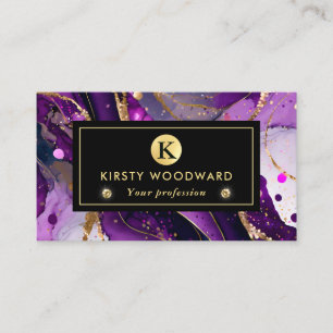 Aquarell Lila und Gold Glitzer Alkoholtinte Visitenkarte