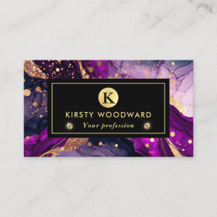 Aquarell Lila und Gold Glitzer Alkoholtinte Visitenkarte