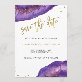 Aquarell Lila und Goldgeode Save the Date