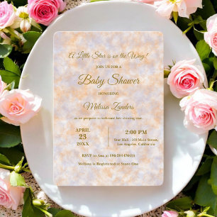 Aquarell-Lila- und Orange-Baby-Shower-Einladung Einladung