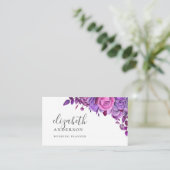 Aquarell lila und rosa blühend beruflich visitenkarte (Stehend Vorderseite)