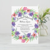 Aquarell Lila und Rosa Blume Brautparty Einladung (Stehend Vorderseite)