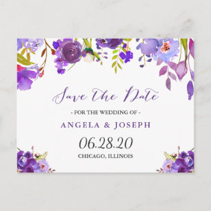 Aquarell Lila Veilchen Blumen Save the Date Ankündigungspostkarte