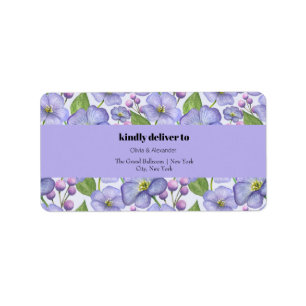 Aquarell Lila Veilchen & Floralmuster Adressaufkleber