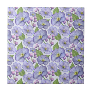 Aquarell Lila Veilchen & Floralmuster Fliese