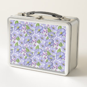 Aquarell Lila Veilchen & Floralmuster Metall Brotdose
