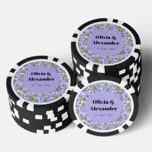 Aquarell Lila Veilchen & Floralmuster Pokerchips