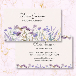 Aquarell-Lila-Wiesenblumenwiese Visitenkarte