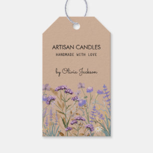 Aquarell-Lila-Wildblumen-Artisan-Produkt-Hänger Geschenkanhänger