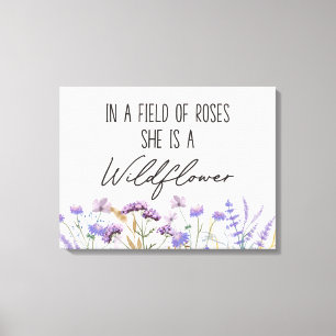 Aquarell-Lila-Wildblumen-Zitat Horizontal Leinwanddruck