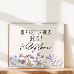 Aquarell Lila Wildblumen-Zitat Horizontal Poster