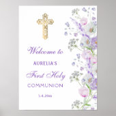 Aquarell Lilac Blume Erste Kommune Willkommen Poster (Vorne)