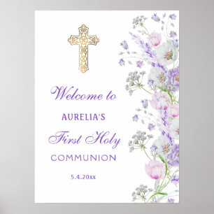 Aquarell Lilac Blume Erste Kommune Willkommen Poster