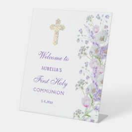 Aquarell Lilac Blume Erste Kommune Willkommen Sockelschild
