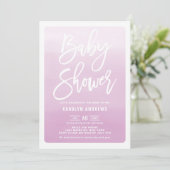 Aquarell Lilac Ombre Calligraphy Baby Shower Einladung (Stehend Vorderseite)