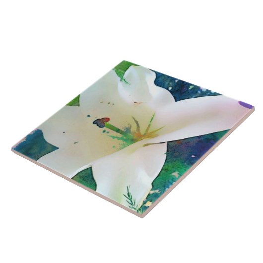 Aquarell-Lilie 6"" Fliese x6 oder Trivet (Seite)