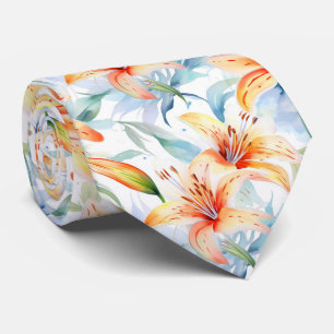 Aquarell-Lilien-Blumenmuster Krawatte