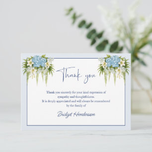 Aquarell-Lilien-Hortensien-Blumen-Begräbnis Dankeskarte