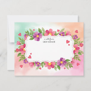 Aquarell-Lily-Grace-Blumen-Schreibwaren-Dankeschön Mitteilungskarte