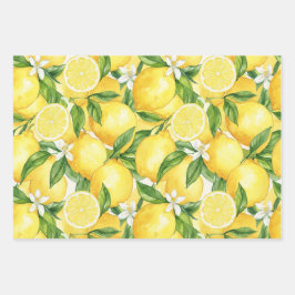 Aquarell-Limettengarten Nahtloses Muster Geschenkpapier Set