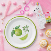 Aquarell Limon und Blätter Papierplatte Pappteller (Party)