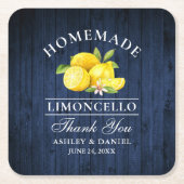 Aquarell Limoncello Blau Imitate Holz Rechteckiger Pappuntersetzer (Vorderseite)