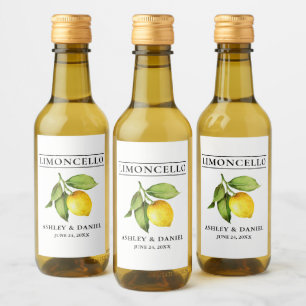 Aquarell Limoncello Mini Flaschen Labels Weinetikett