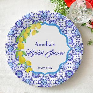 Aquarell-Limonen Amalfi-Brautjungfernparty Pappteller