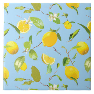 Aquarell-Limonen & Blätter 3 Fliese