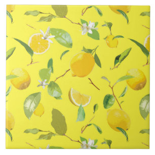Aquarell-Limonen & Blätter 4 Fliese