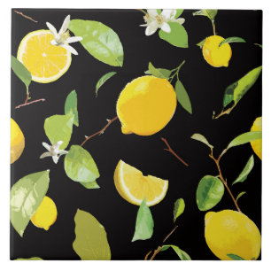 Aquarell-Limonen & Blätter Fliese