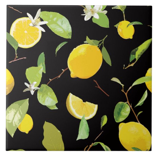 Aquarell-Limonen & Blätter Fliese (Vorderseite)