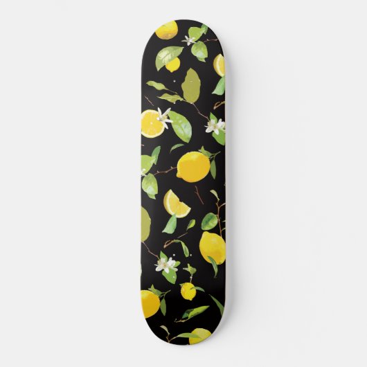 Aquarell-Limonen & Blätter Skateboard (Vorderseite)