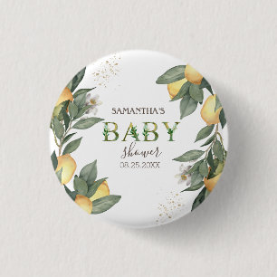 Aquarell-Limonen Grüne Babyparty   Button